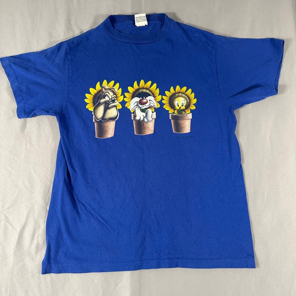 VTG 1997 Looney Tunes Shirt Kids‎ XL Blue Sylvester Tweety Changes NYC 90s USA